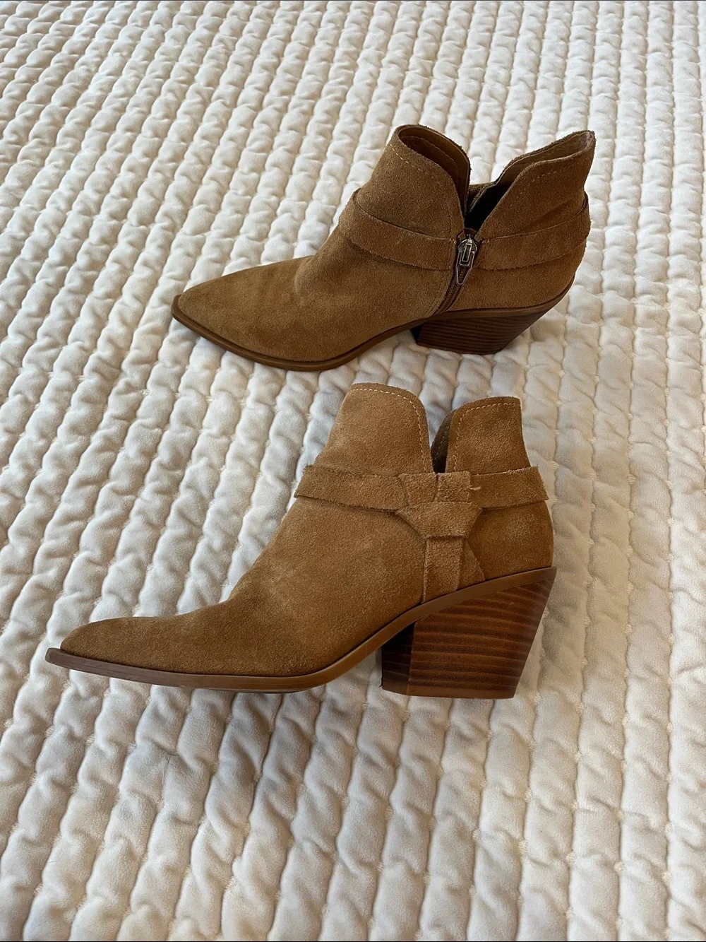 Dolce Vita Tan Suede Western Ankle Booties